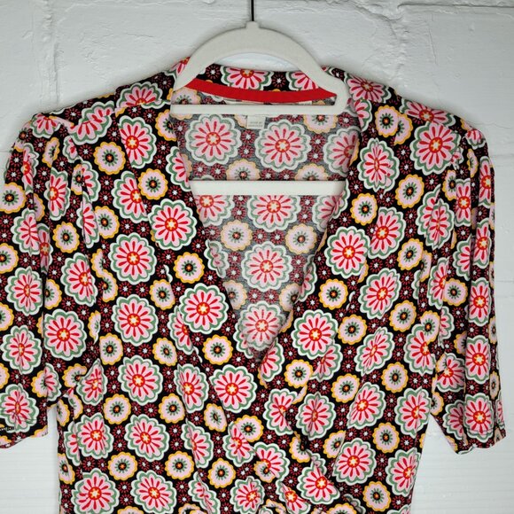 Boden Women's Size 8P Petite Faux Wrap Dress Pink Flowers - Picture 3 of 6